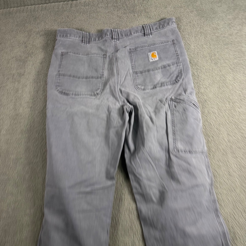 Carhartt Mens Relaxed Fit Gray Canvas Utility Carpenter Work Pants 36x36